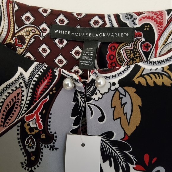 NWT! White House Black Market Paisley Print Keyhole Sheath 3/4 Sleeve Size XS - Picture 7 of 10